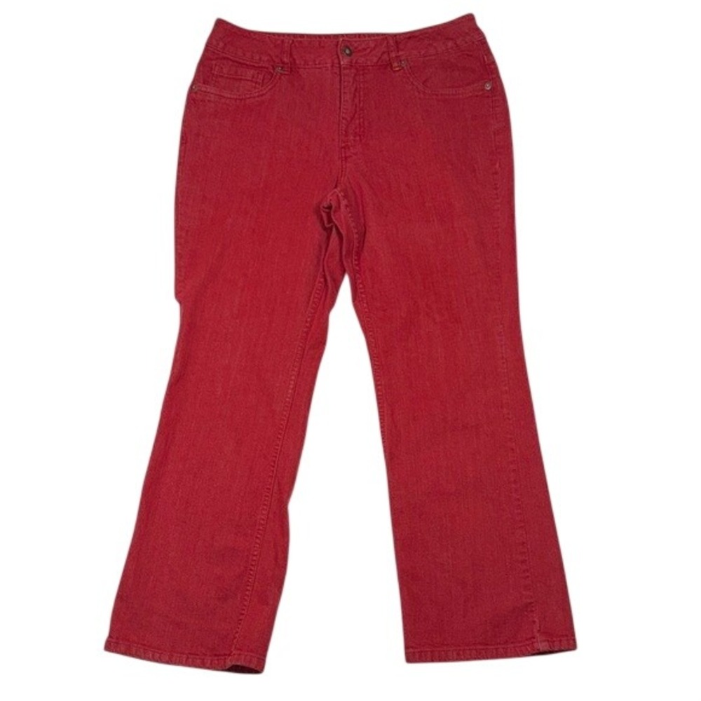 Coldwater Creek Womens Red Straight Leg Stretch Denim Jeans Size P14 V#D1054